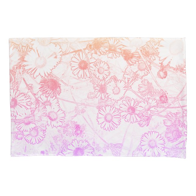 Pink soft daisy pattern pillow case (Front)