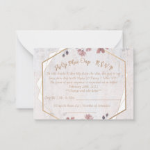 Pink soft floral wedding R.S.V.P card