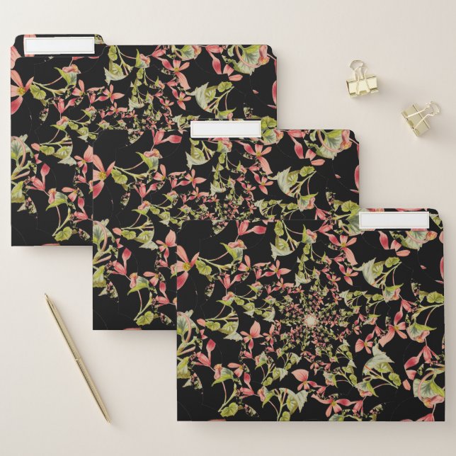 Pink Soft green black Begonia fractal art File Folder (Set)