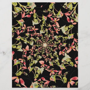 Pink Soft green black Begonia Scrapbook paper