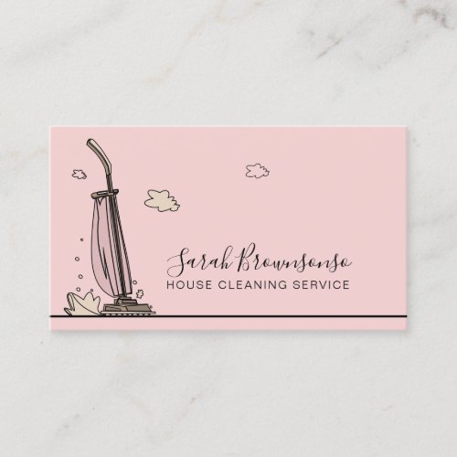 Pink Soft Janitorial Maid House Cleaning Services Business Card
