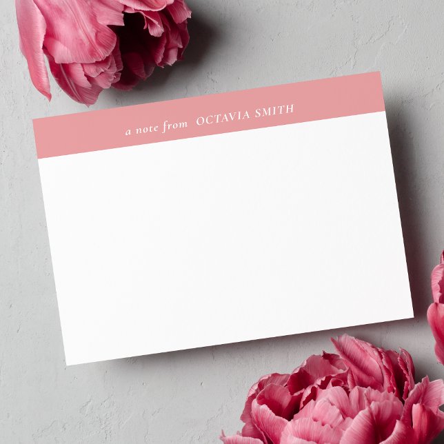 PINK SOFT PERSONALIZED FAMILY NAME MONOGRAM NOTE CARD (Creator Uploaded)