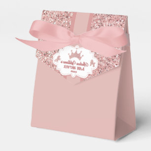 Pink soft princess glitter sparkle baby shower favor boxes