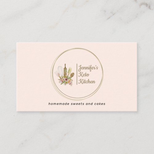 Pink Soft Rustic Bakery Chef Homemade Food Business Card