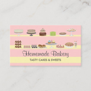 Pink Soft Tasty Bakery Cakes Sweets Candy Shop Business Card