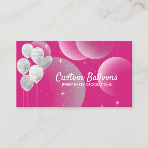 Pink Soft Watercolor Balloons Business Card