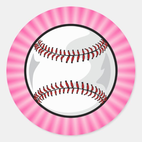 Pink Softball Classic Round Sticker