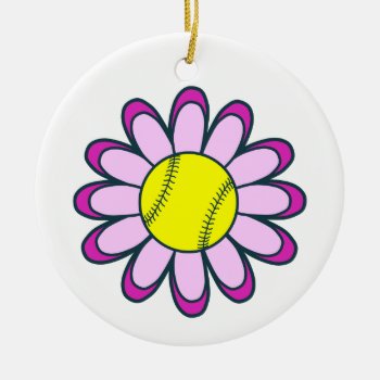 Pink Softball Girl Ceramic Ornament by SportsGirlStore at Zazzle