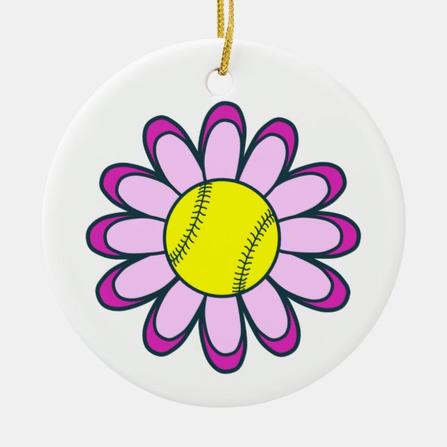 Pink Softball Girl Ceramic Ornament (Front)