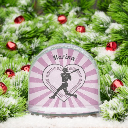 Pink Softball Girl Personalized Christmas Snow Globe