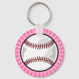 Pink Softball Keychain