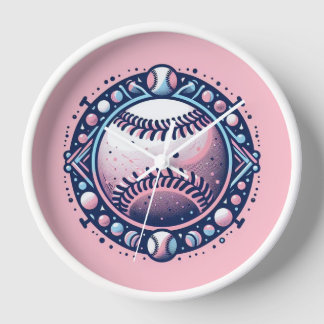 Pink Softball or Baseball Wall Clock