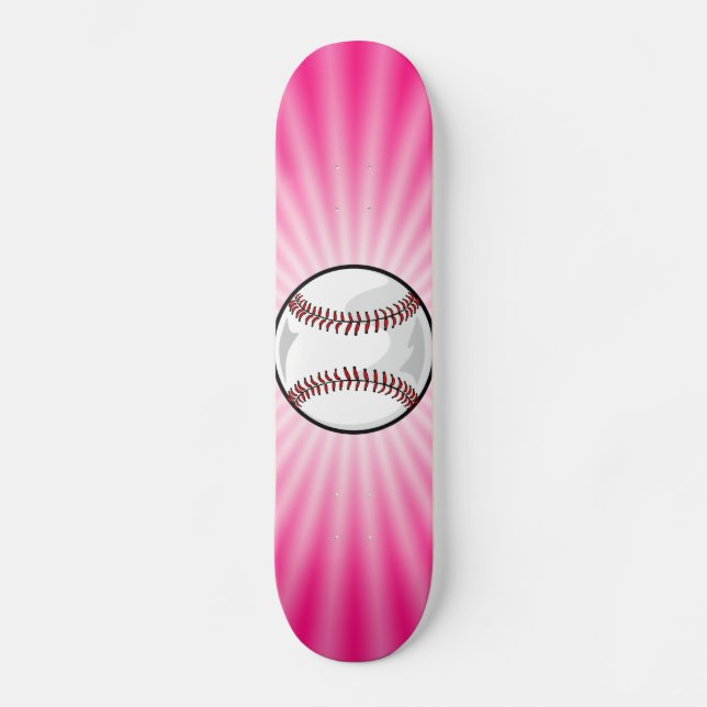 Pink Softball Skateboard Deck (Front)