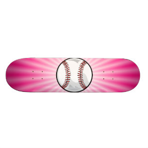 Pink Softball Skateboard Deck