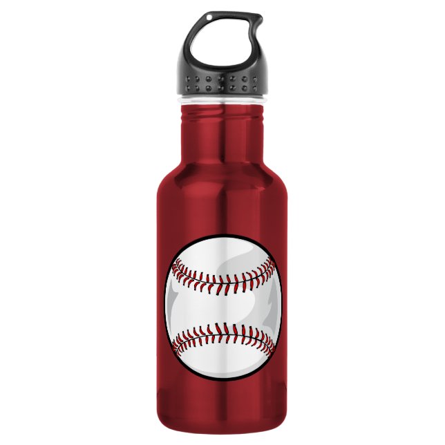Pink Softball Stainless Steel Water Bottle (Front)