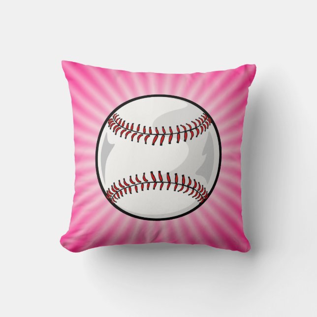 Pink Softball Throw Pillow (Front)