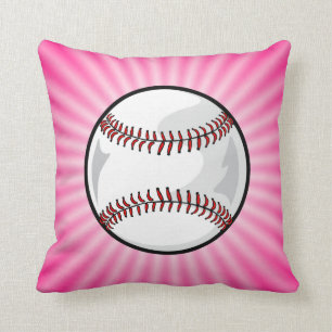 Pink Softball Throw Pillow