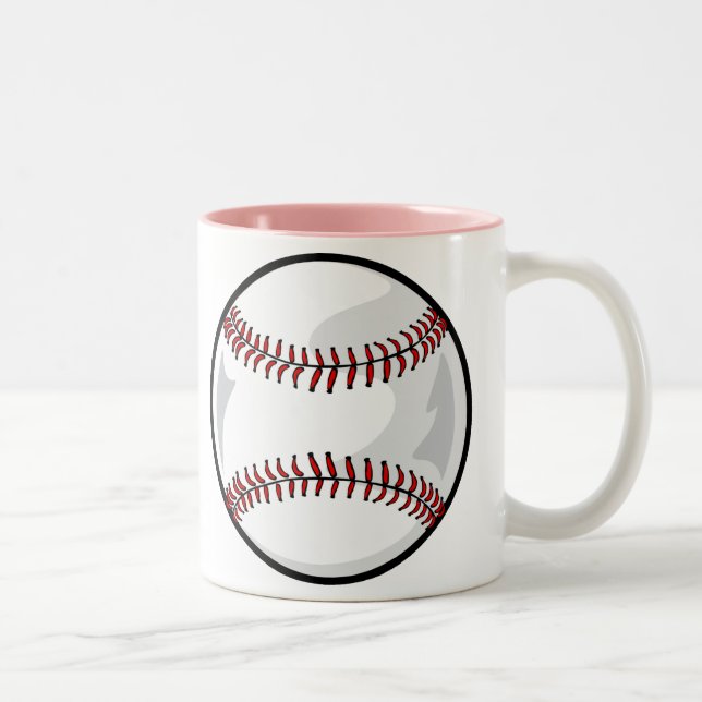 Pink Softball Two-Tone Coffee Mug (Right)
