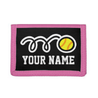 Pink softball wallet for girl | Sporty kids design