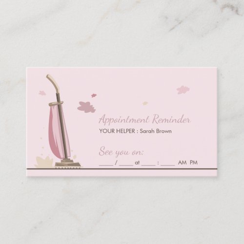 Pink Soften Appointment Reminder House Cleaning Business Card