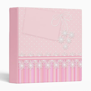 Pink, solid and striped, for girl . 3 ring binder