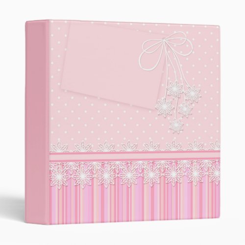 Pink solid and striped for girl  3 ring binder