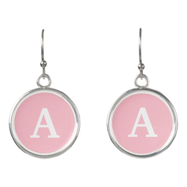 Pink Solid Color Add Your Initial Earrings (Front)