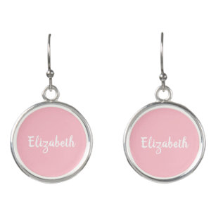 Pink Solid Color Add Your Name Earrings