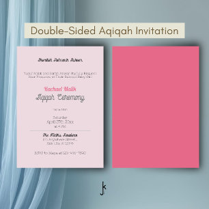 Pink Solid Color, Baby Girl Aqiqah Baby Shower Invitation