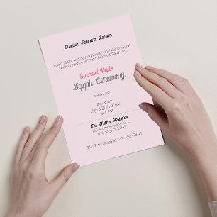 Pink Solid Color, Baby Girl Aqiqah Baby Shower Invitation