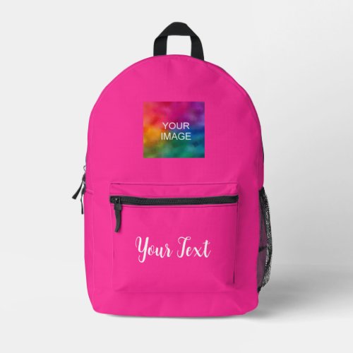Pink Solid Color Calligraphed Script Name Text Printed Backpack