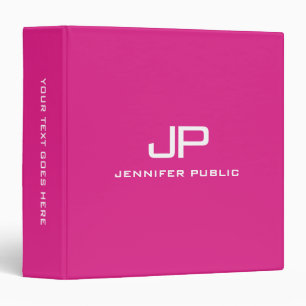 Pink Solid Color Monogram Name Modern Template 3 Ring Binder