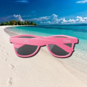 pink solid color monogrammed sunglasses