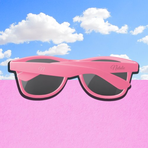 pink solid color monogrammed sunglasses