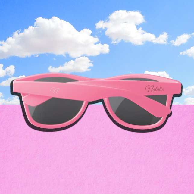 pink solid color monogrammed sunglasses (Creator Uploaded)