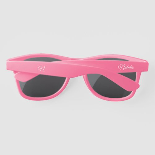 pink solid color monogrammed sunglasses