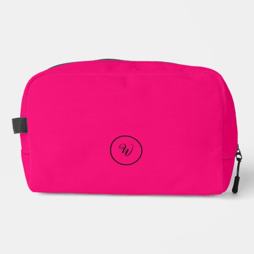 Pink solid color neon monogram modern trendy  dopp kit