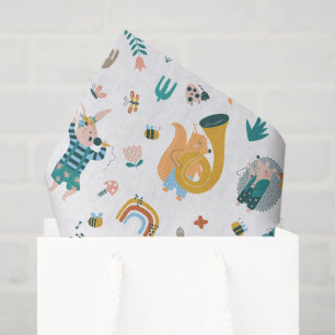 Pink Songbird with Animal Band Tissue Paper