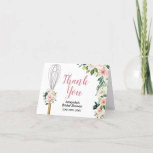 Pink Soon to be Whisked Away Bridal Shower Folded Letterpress Thank You Card