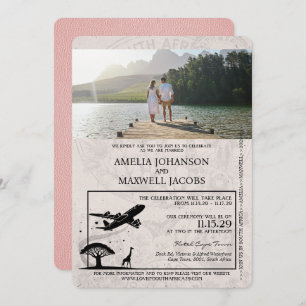 Pink South Africa Passport Wedding Invitation
