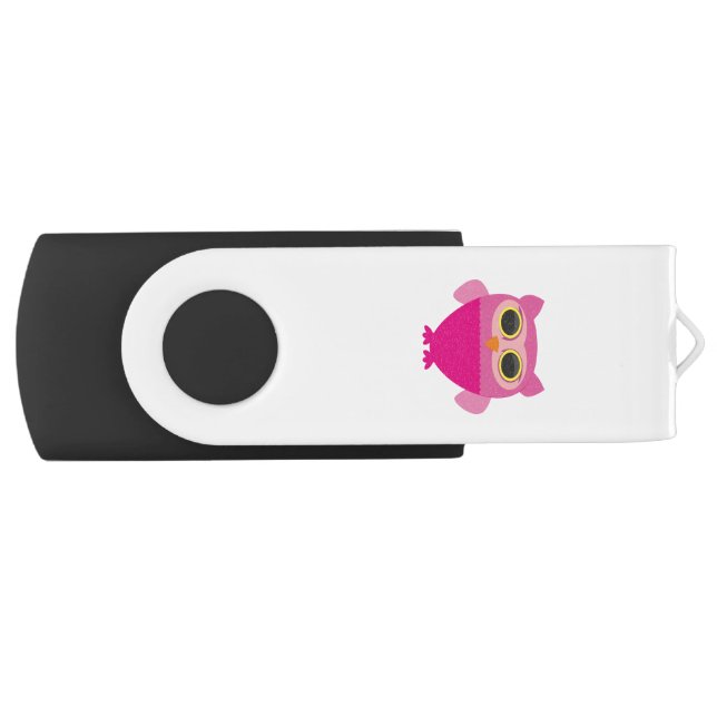 Pink Sowa owls bird wild birds pen Flash Drive (Front)