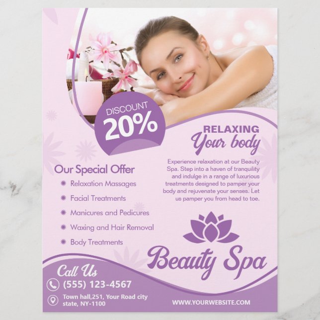 Pink Spa, Beauty Salon, Wellness Center Flyer (Front)