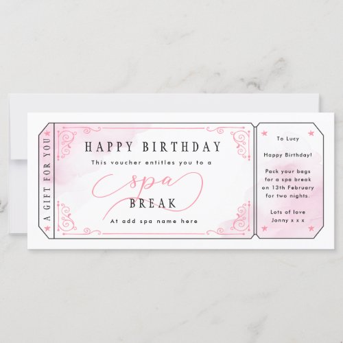 Pink Spa Break Gift Voucher Ticket