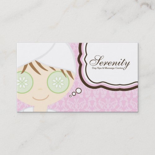 Pink Spa Girl Cucumber Spa Massage Business Card