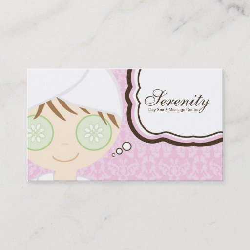 Customizable Pink Spa Girl Cucumber Spa Massage Business Card