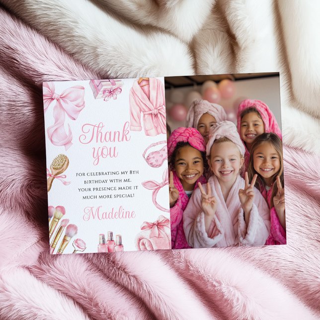 Pink Spa Party Girl Birthday  Thank You Card (Creator Uploaded)