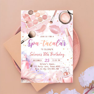Pink Spa Party Glam Girl Makeup Birthday Party Invitation