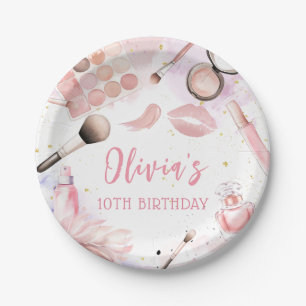 Pink Spa Party Glamour Girl Makeup Birthday Paper Plates