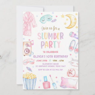 Pink Spa Slumber Party 13th Birthday Invitation
