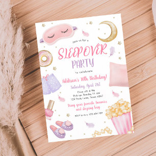 Pink Spa Slumber Party Birthday Invitation